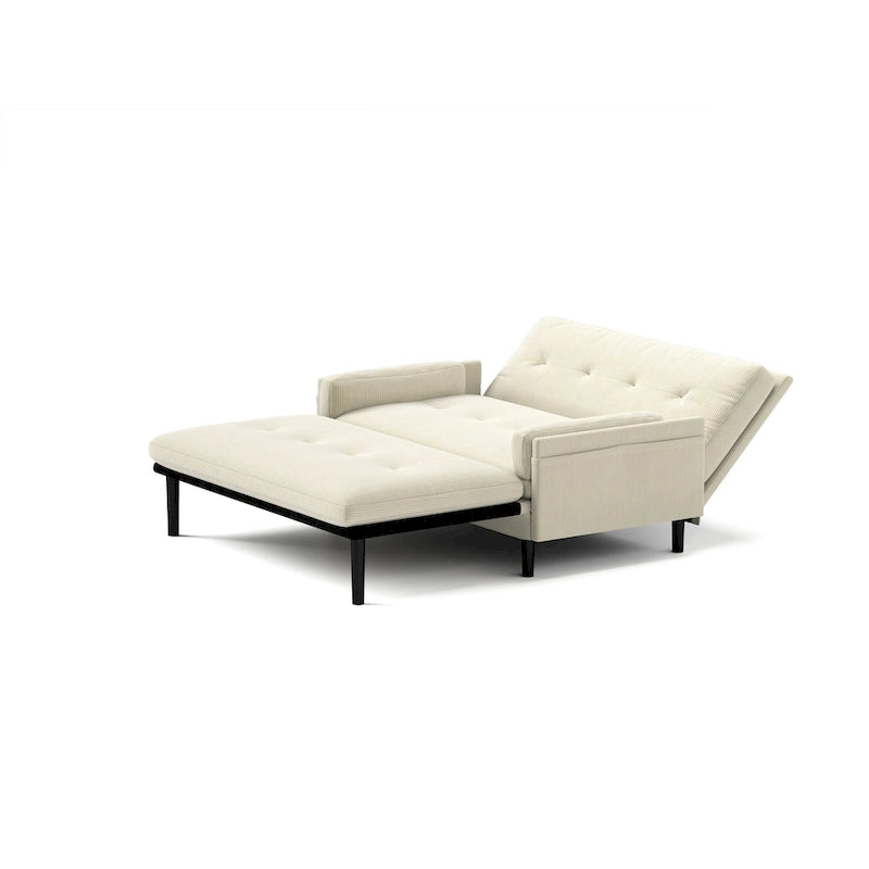 55 Inch Convertible Corduroy Loveseat, Multi-Function Sofa Lounge Chair Bed, Ivory