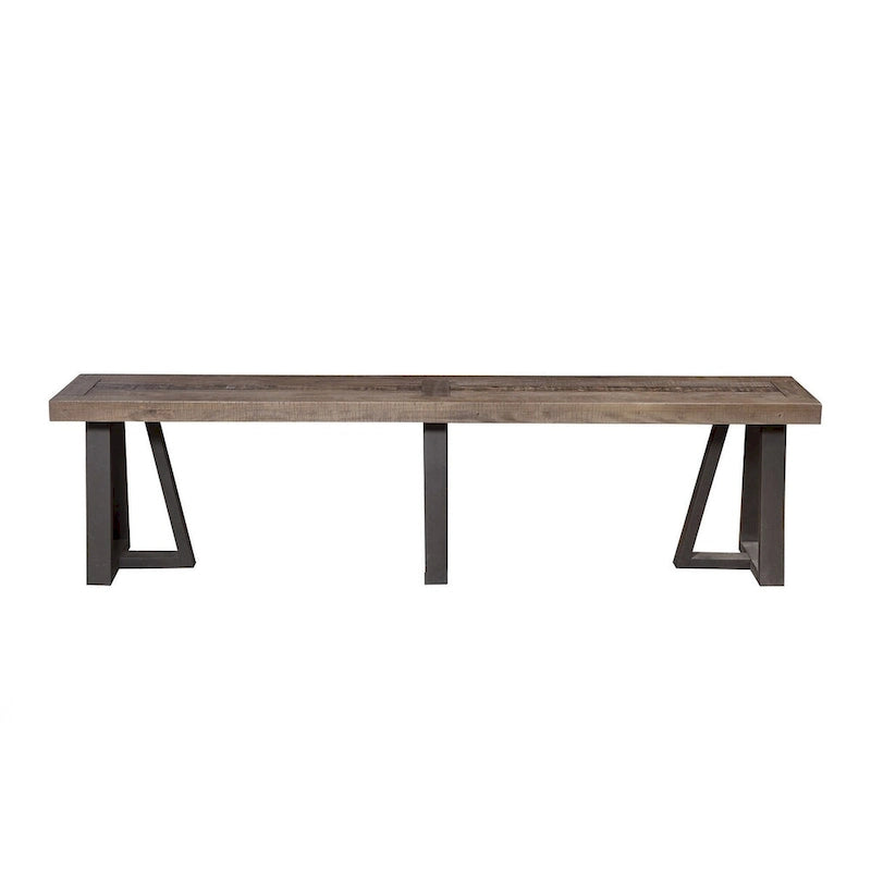 75 in. Natural and Black Distressed Solid Wood Dining Bench