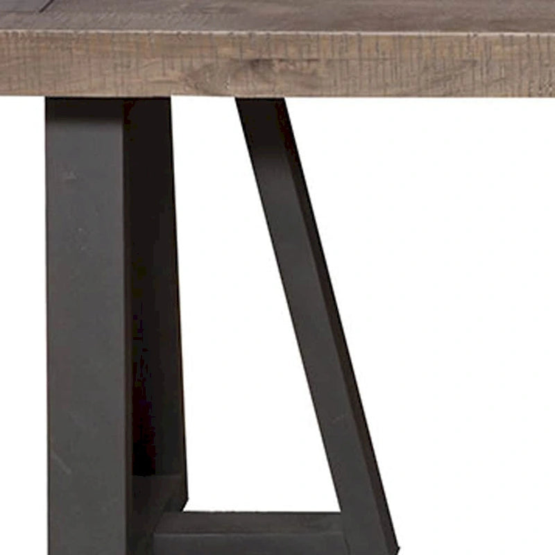 75 in. Natural and Black Distressed Solid Wood Dining Bench