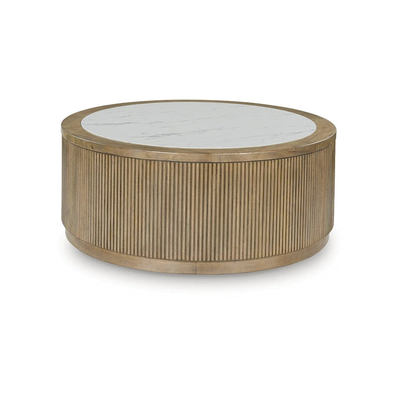 Light Brown and White Coffee Table - 42W x 42D x 17.5H in