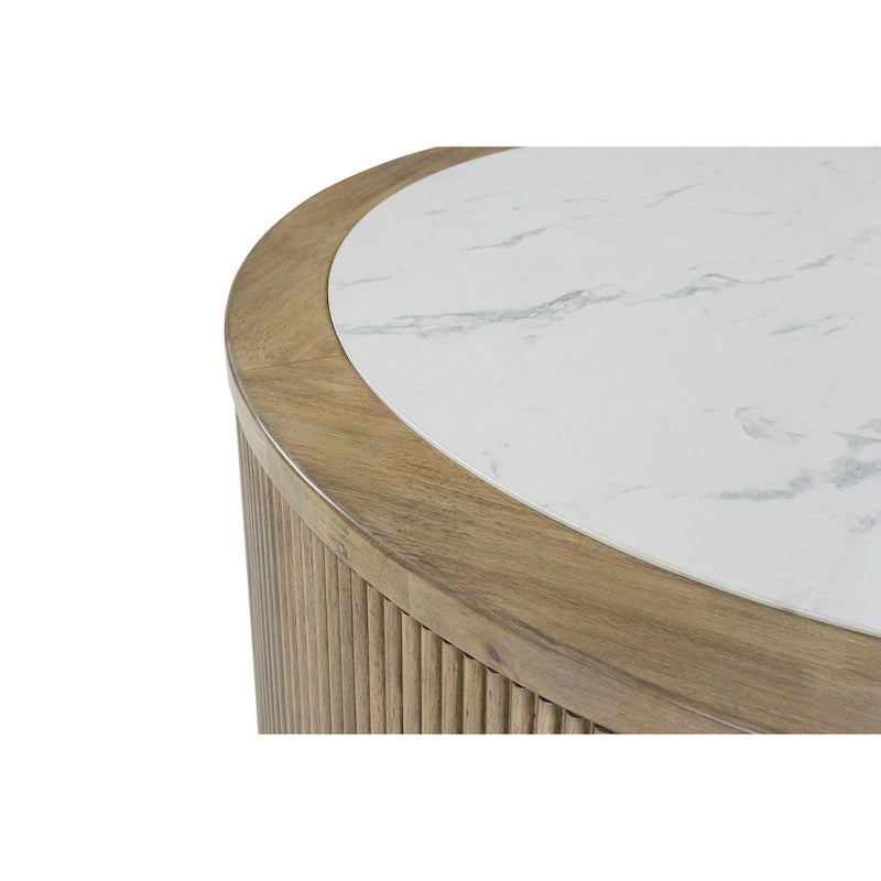 Light Brown and White Coffee Table - 42W x 42D x 17.5H in