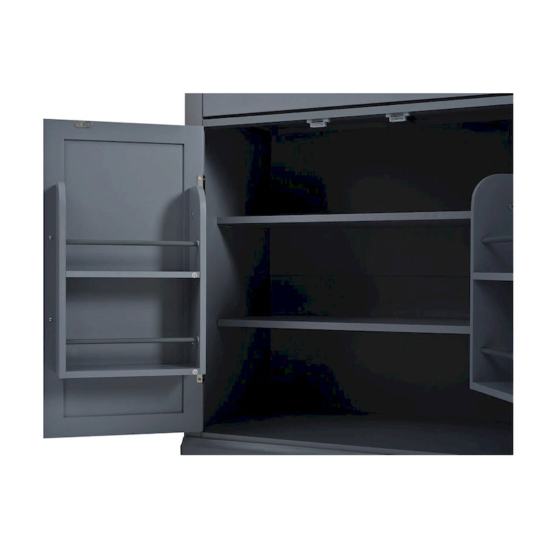 Modern Freestanding Kitchen Pantry,Buffet Food Storage, Coffee Bar Cabinet with Drawer, 2 Adjustable Shelves and 2 Door Shelves