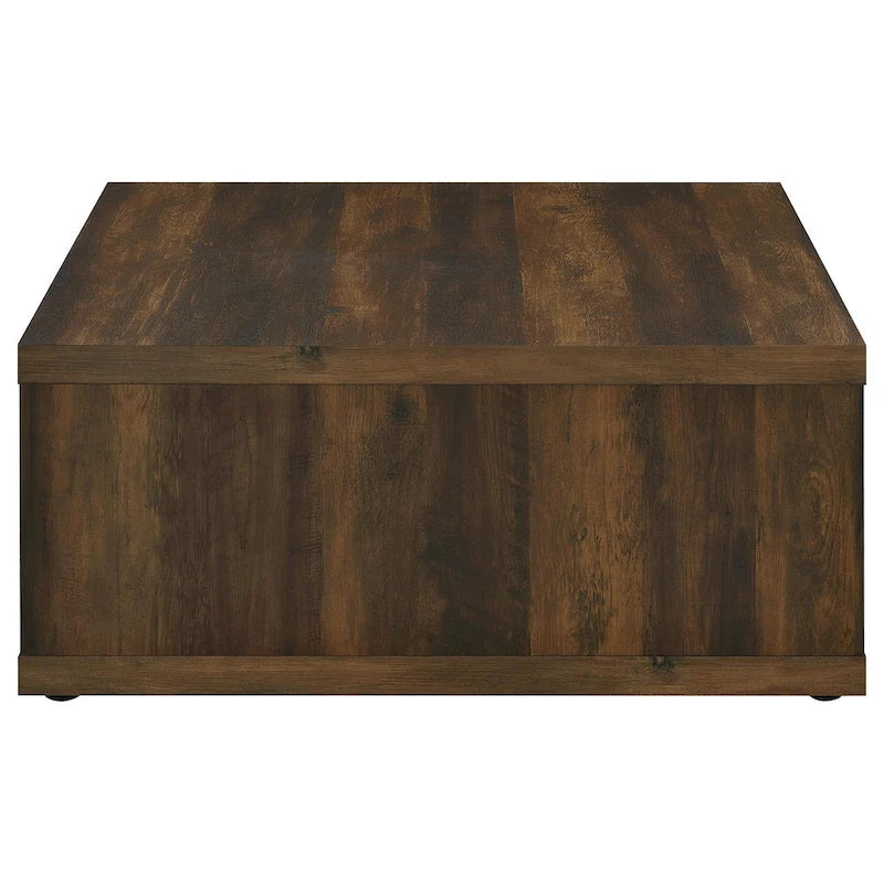 Square Cube Coffee Table with Open Shelf, Dark Brown, 36 Inch
