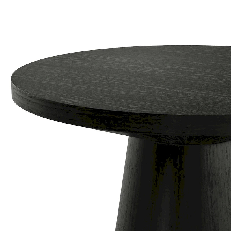 Round Natural Wood End Table with Tapered Drum Base