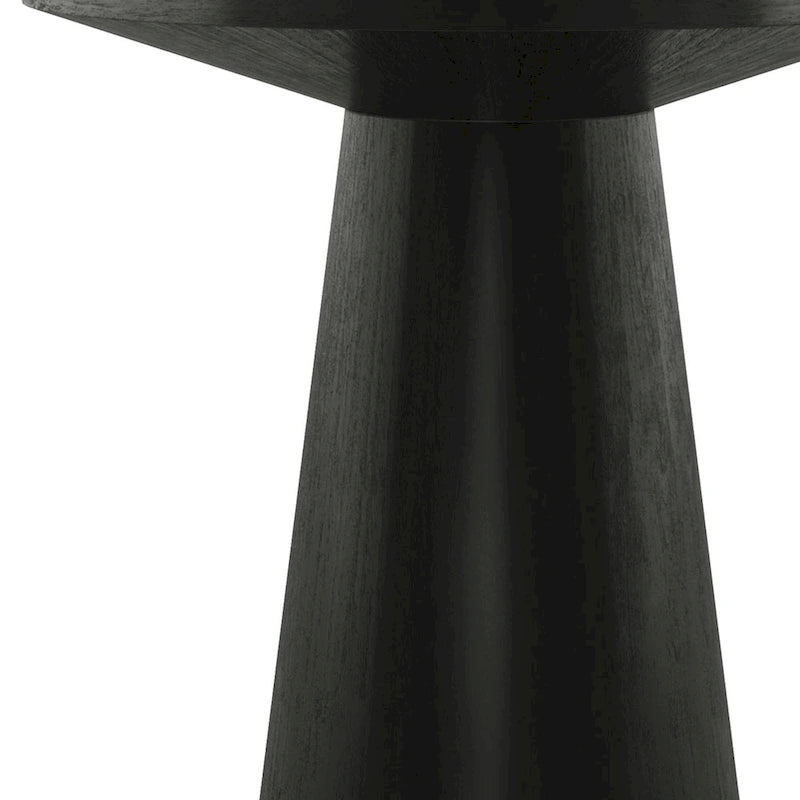 Round Natural Wood End Table with Tapered Drum Base