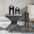 Geometric Solid Fir Wood Accent Table, Medium Gray, 22W x 18H x 22D in
