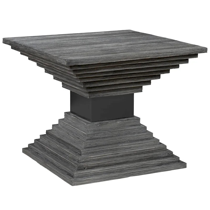 Geometric Solid Fir Wood Accent Table, Medium Gray, 22W x 18H x 22D in