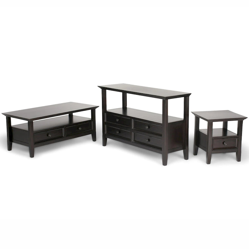 Solid Wood End Table with Drawer and Open Shelf, 19W x 19D x 20H in