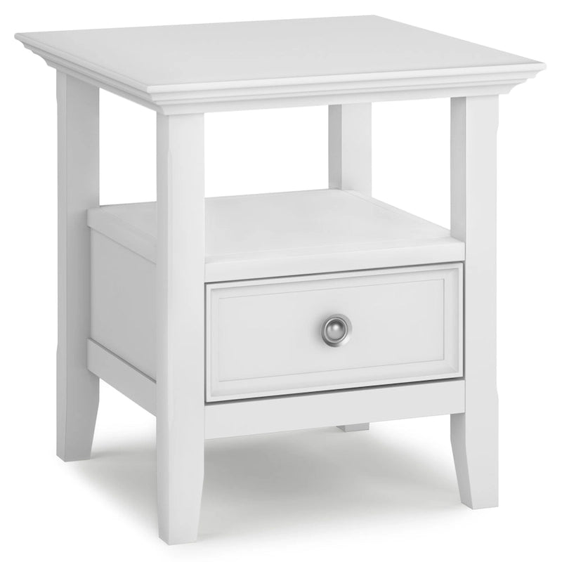 Solid Wood End Table with Drawer and Open Shelf, 19W x 19D x 20H in