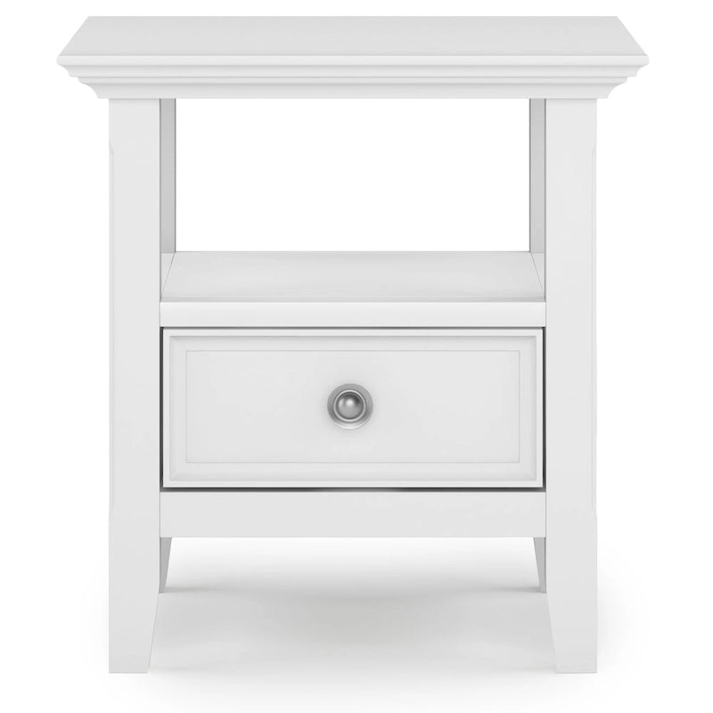Solid Wood End Table with Drawer and Open Shelf, 19W x 19D x 20H in