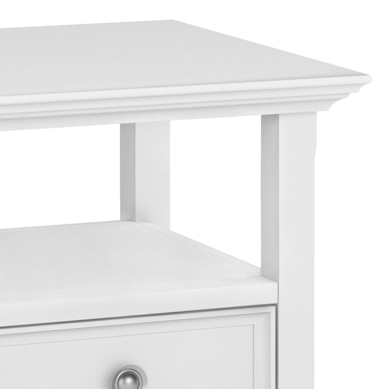 Solid Wood End Table with Drawer and Open Shelf, 19W x 19D x 20H in
