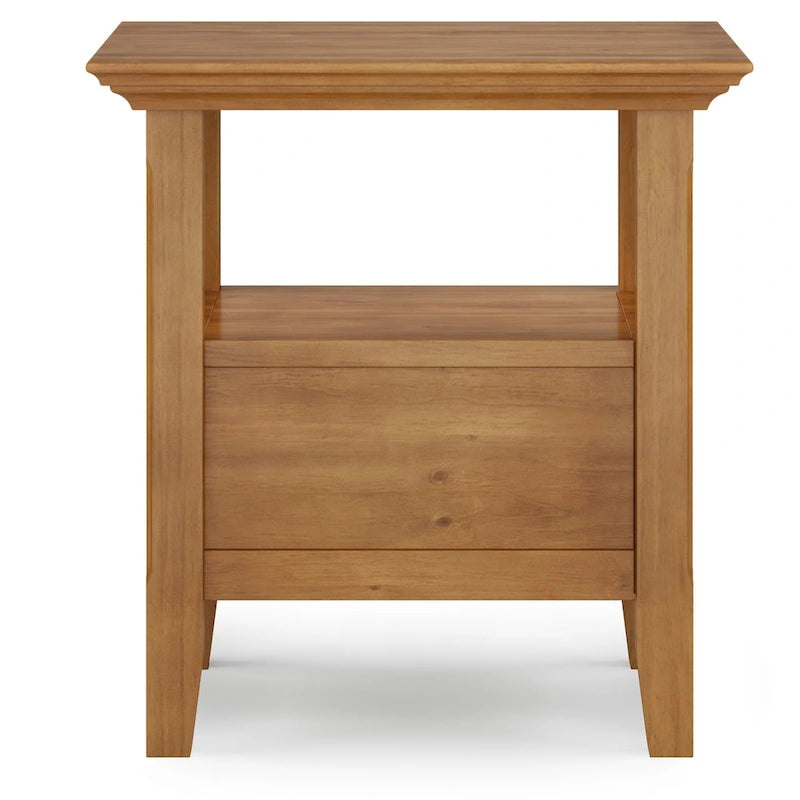 Solid Wood End Table with Drawer and Open Shelf, 19W x 19D x 20H in