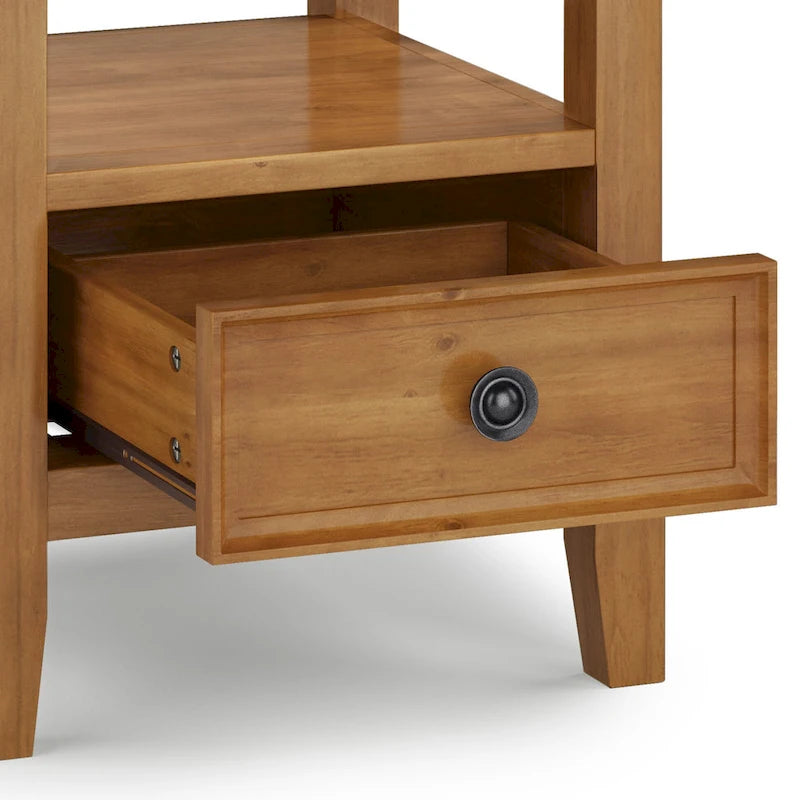Solid Wood End Table with Drawer and Open Shelf, 19W x 19D x 20H in
