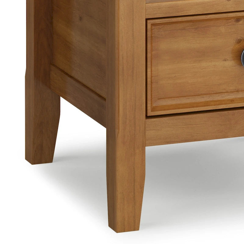 Solid Wood End Table with Drawer and Open Shelf, 19W x 19D x 20H in