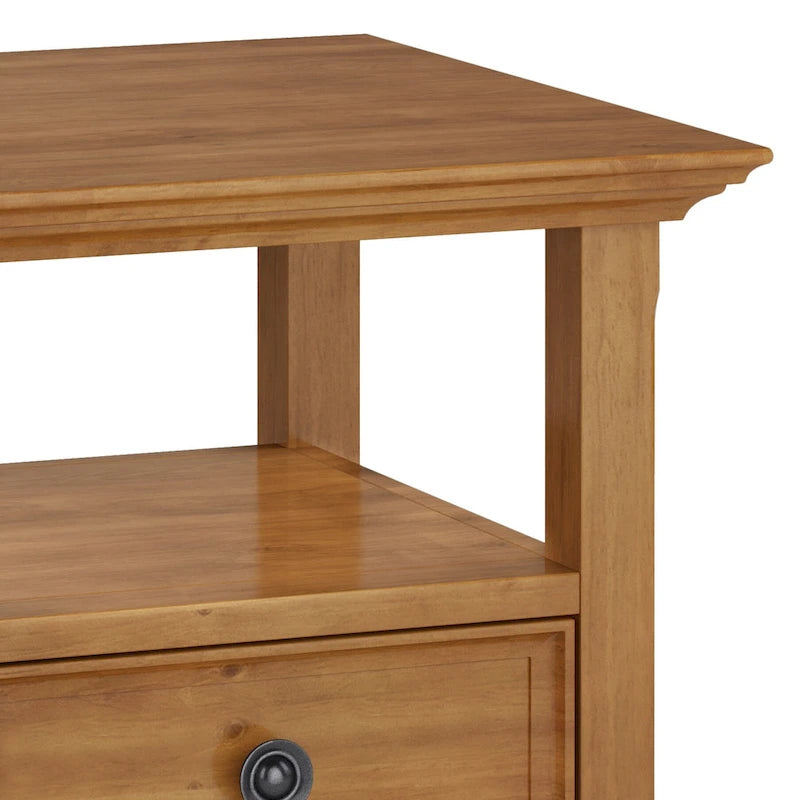 Solid Wood End Table with Drawer and Open Shelf, 19W x 19D x 20H in