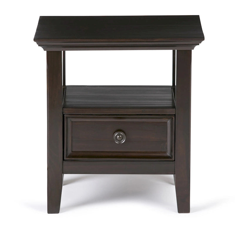 Solid Wood End Table with Drawer and Open Shelf, 19W x 19D x 20H in