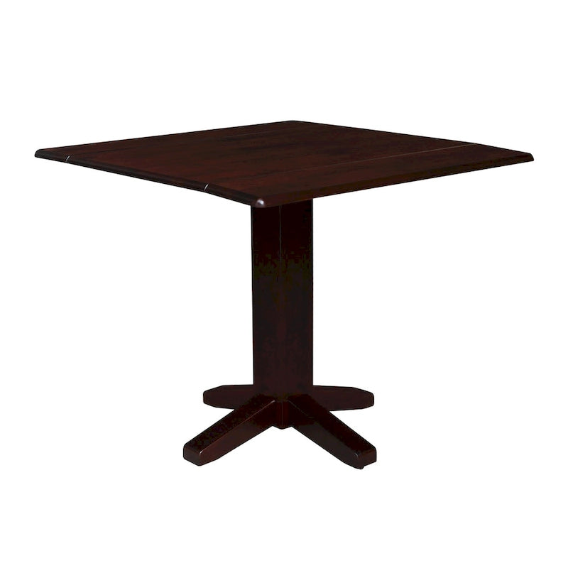 Solid Wood Square Drop Leaf Dining Table, Cinnamon and Espresso Finish