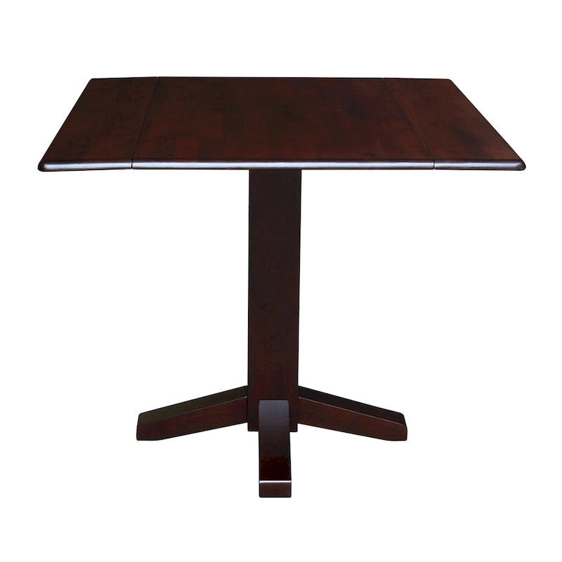 Solid Wood Square Drop Leaf Dining Table, Cinnamon and Espresso Finish
