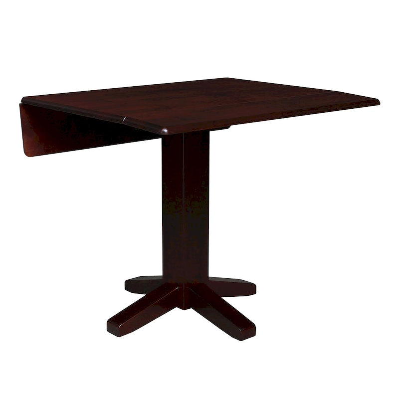 Solid Wood Square Drop Leaf Dining Table, Cinnamon and Espresso Finish