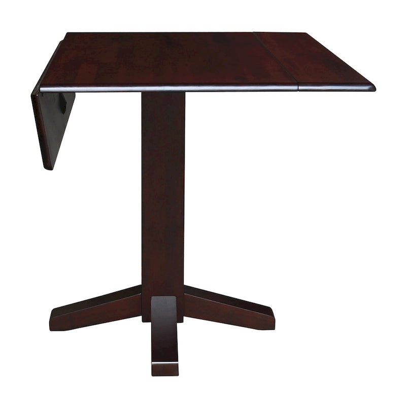 Solid Wood Square Drop Leaf Dining Table, Cinnamon and Espresso Finish