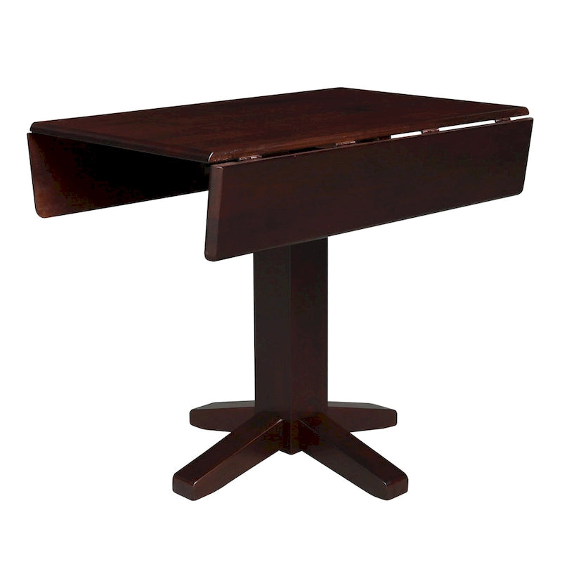 Solid Wood Square Drop Leaf Dining Table, Cinnamon and Espresso Finish