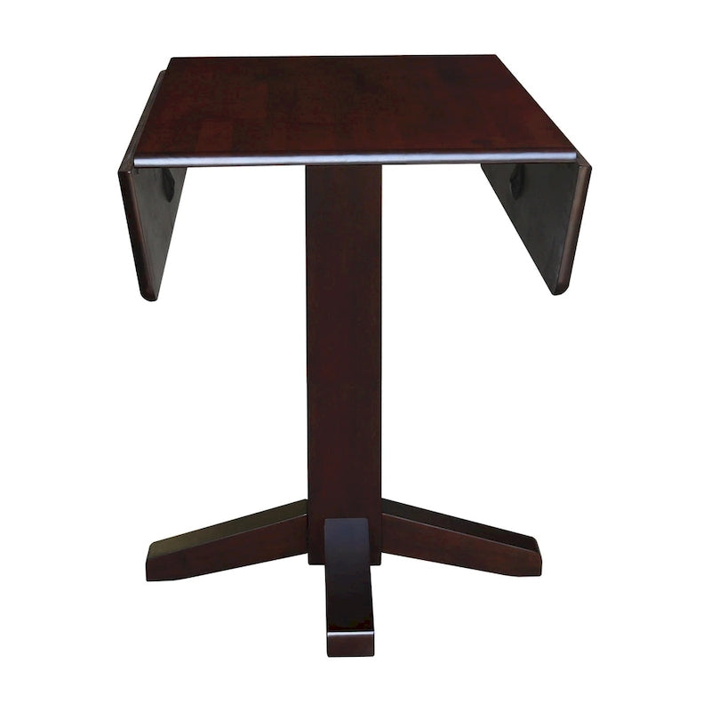 Solid Wood Square Drop Leaf Dining Table, Cinnamon and Espresso Finish