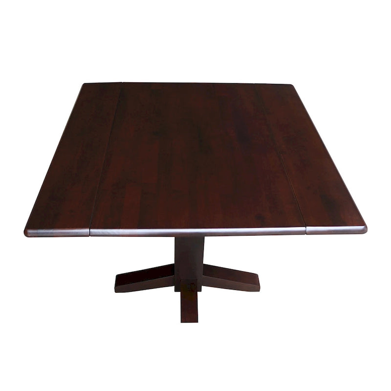 Solid Wood Square Drop Leaf Dining Table, Cinnamon and Espresso Finish