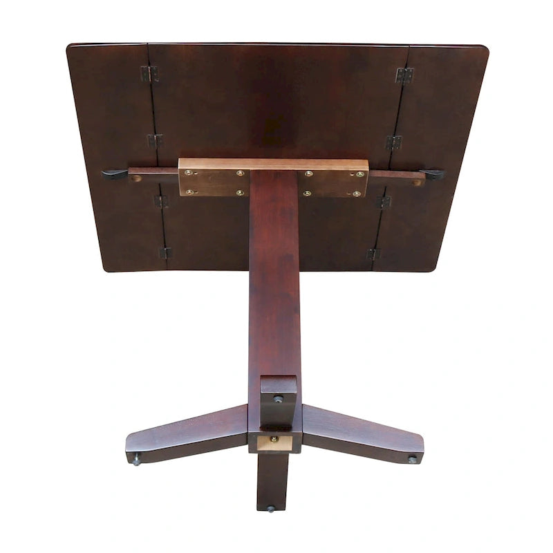 Solid Wood Square Drop Leaf Dining Table, Cinnamon and Espresso Finish