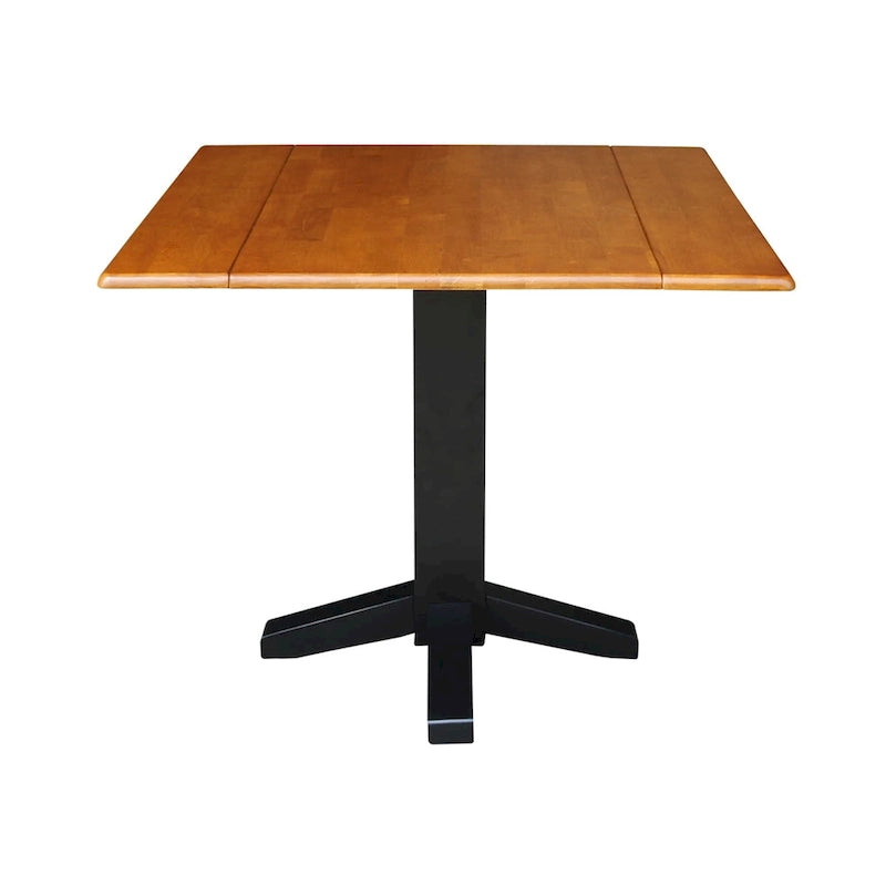 Solid Wood Square Drop Leaf Dining Table, Cinnamon and Espresso Finish