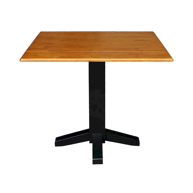 Solid Wood Square Drop Leaf Dining Table, Cinnamon and Espresso Finish