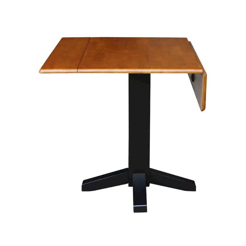 Solid Wood Square Drop Leaf Dining Table, Cinnamon and Espresso Finish