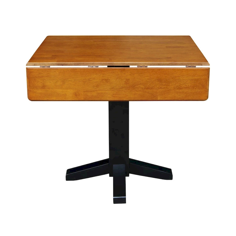 Solid Wood Square Drop Leaf Dining Table, Cinnamon and Espresso Finish