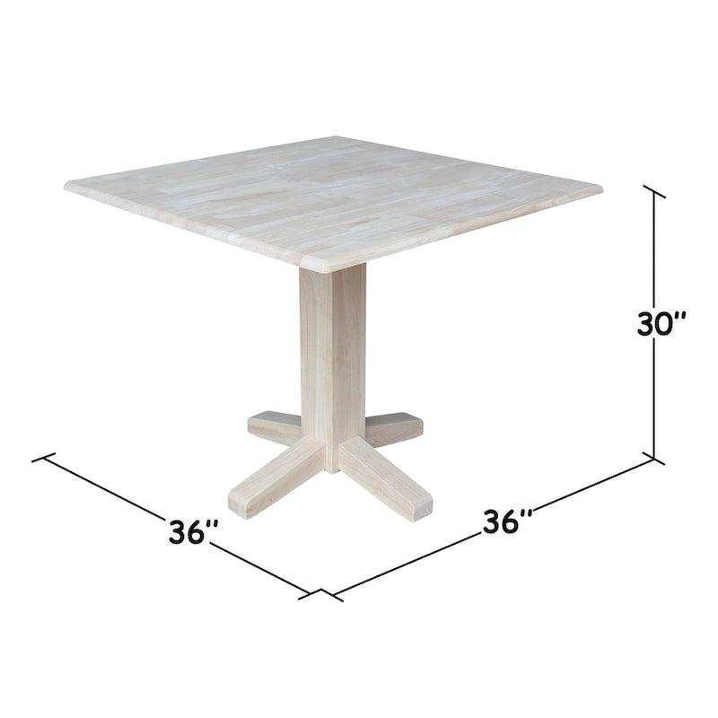 Solid Wood Square Drop Leaf Dining Table, Cinnamon and Espresso Finish