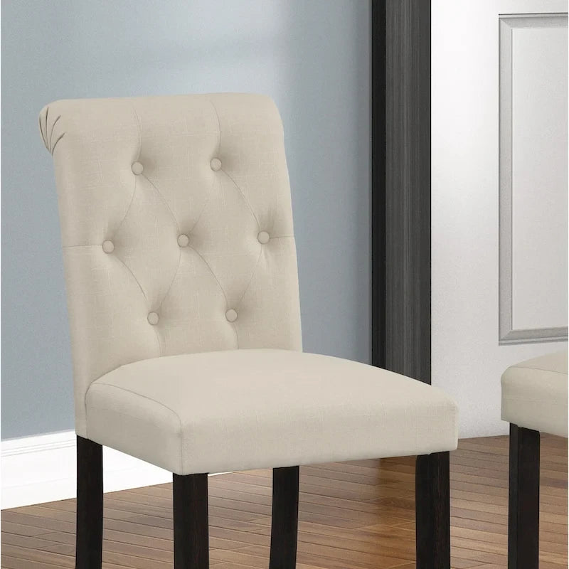 Blue Fabric Roll-Top Bar Chair with Dark Wood Legs, Set of 2
