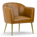 Cappuccino Faux Leather Accent Chair with Golden Legs