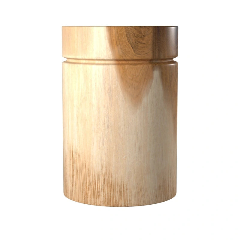 Natural Solid Acacia Wood Round End Table, Coastal Style, 12.5W x 18H in