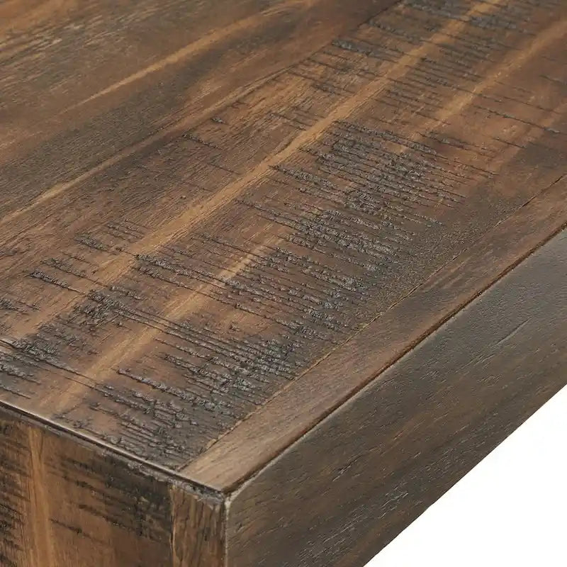 Rustic X-Base Sofa Entryway Table with Lower Shelf, Industrial Style