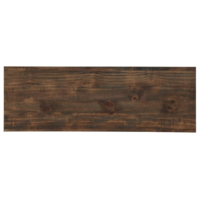 Rustic X-Base Sofa Entryway Table with Lower Shelf, Industrial Style
