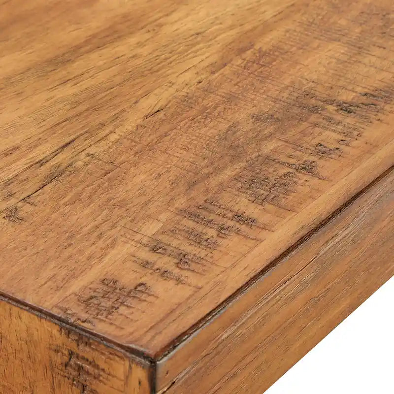 Rustic X-Base Sofa Entryway Table with Lower Shelf, Industrial Style