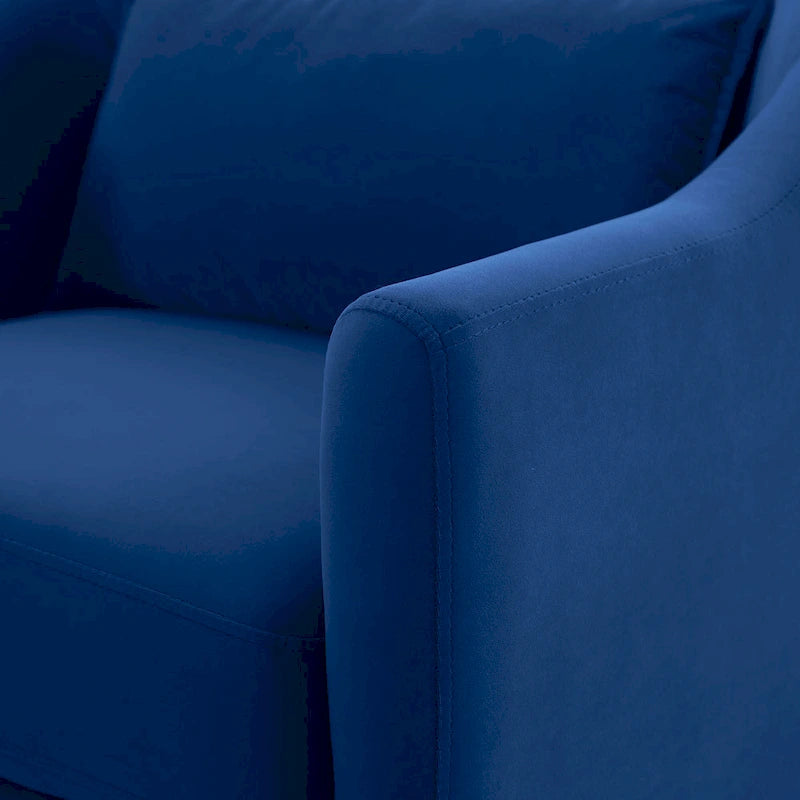 28.34 in. Velvet Barrel Accent Armchair with Solid Wood Legs