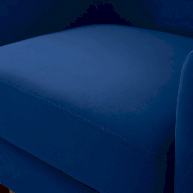 28.34 in. Velvet Barrel Accent Armchair with Solid Wood Legs