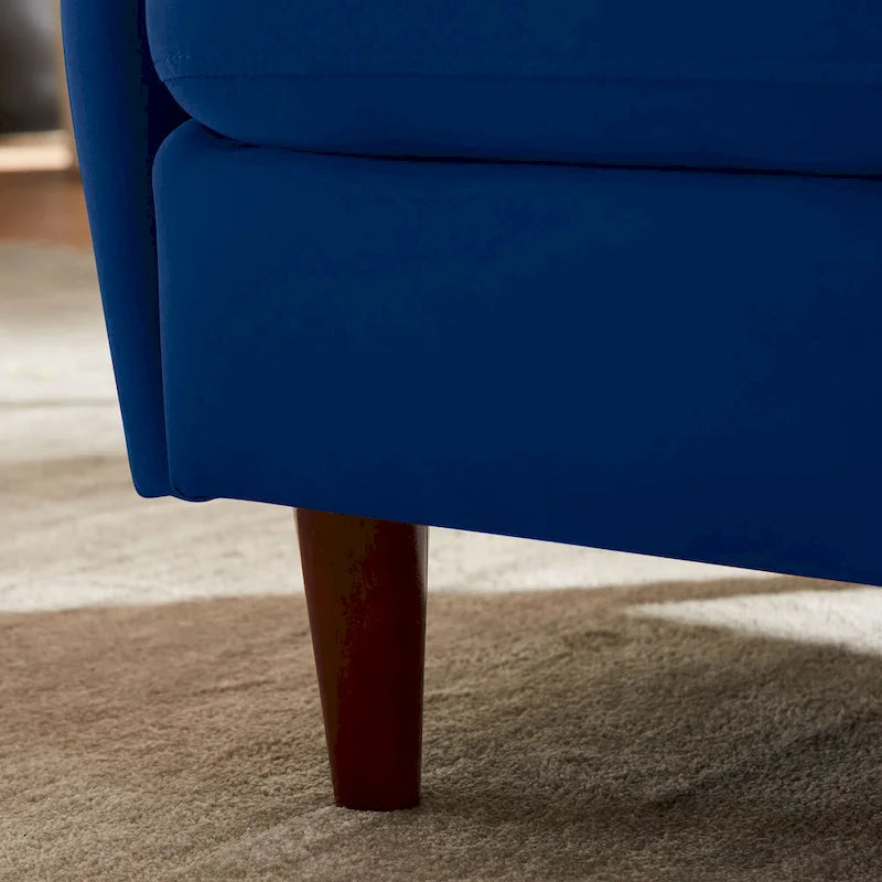 28.34 in. Velvet Barrel Accent Armchair with Solid Wood Legs