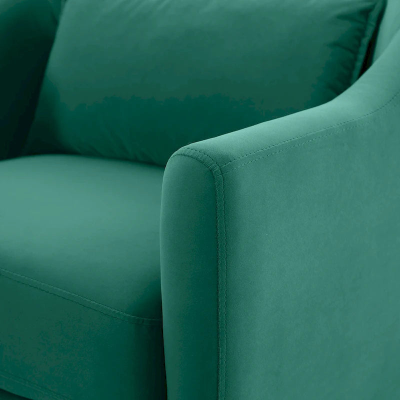 28.34 in. Velvet Barrel Accent Armchair with Solid Wood Legs