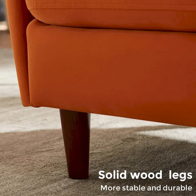 28.34 in. Velvet Barrel Accent Armchair with Solid Wood Legs