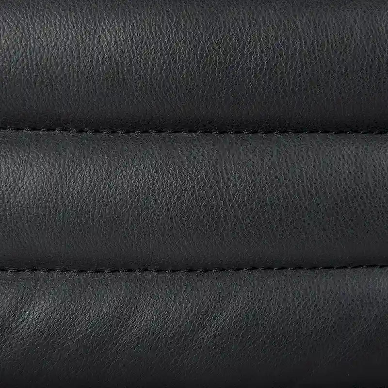 Cognac Leather Channel-Tufted Sofa with Chrome Legs, 86.6W in