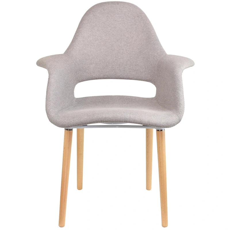Organic Upholstered Fabric Modern Armchair with Natural Wooden Legs for Dining Room Office or Accent Lounge Side Chair