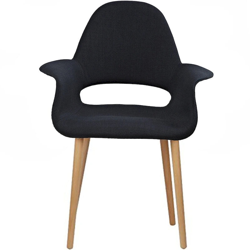 Organic Upholstered Fabric Modern Armchair with Natural Wooden Legs for Dining Room Office or Accent Lounge Side Chair
