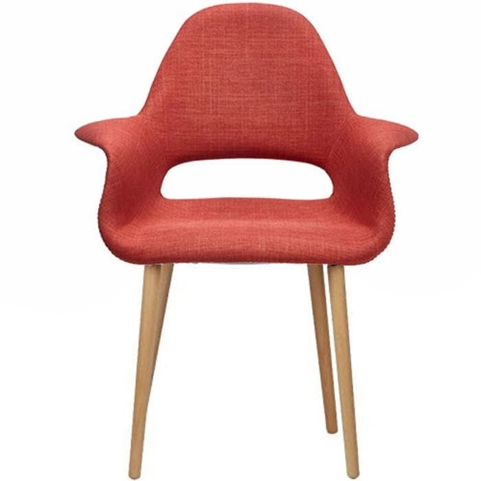 Organic Upholstered Fabric Modern Armchair with Natural Wooden Legs for Dining Room Office or Accent Lounge Side Chair