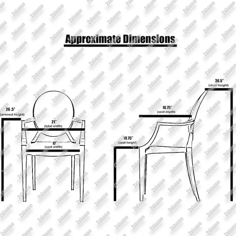 Clear Acrylic Ghost Style Arm Chair, Indoor Outdoor, Transparent Polycarbonate