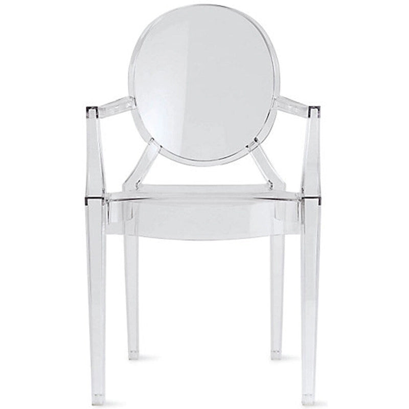 Clear Acrylic Ghost Style Arm Chair, Indoor Outdoor, Transparent Polycarbonate
